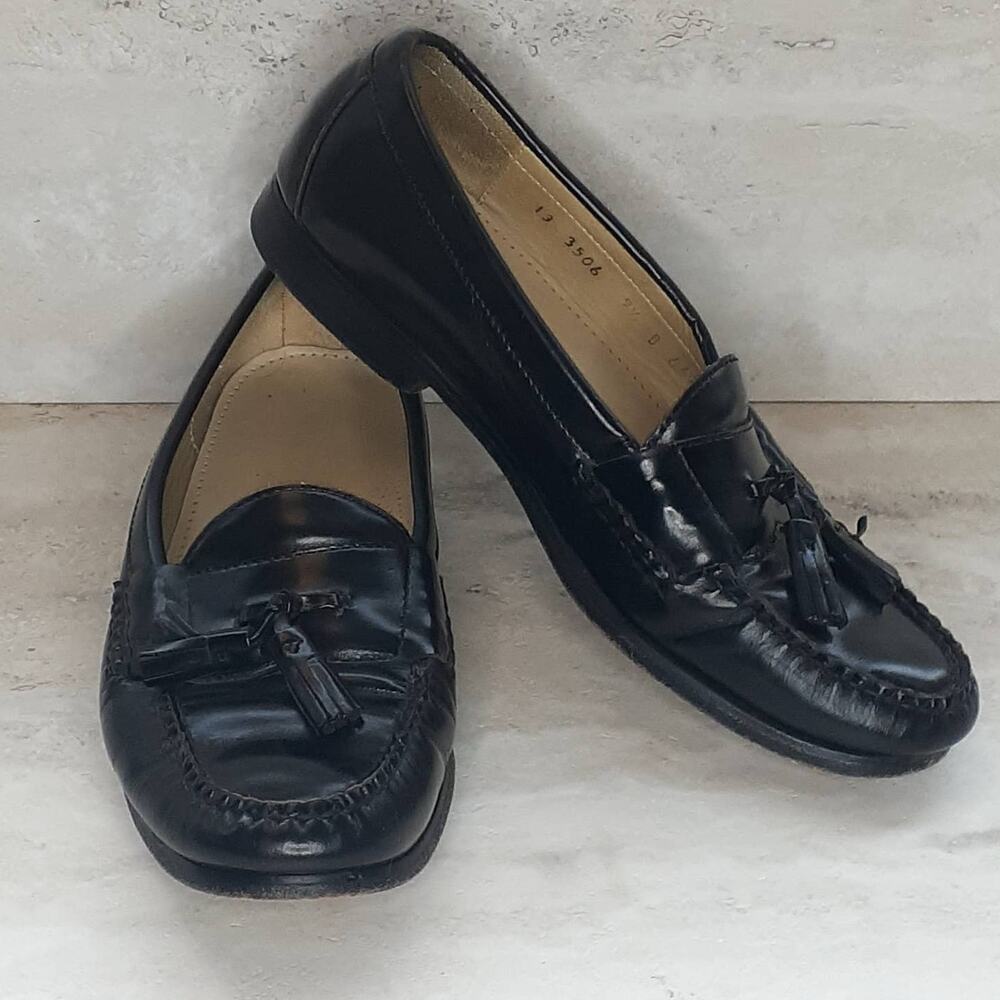 Mens Cole Haan Pinch Tassel Black Loafers Size 9.5 D
